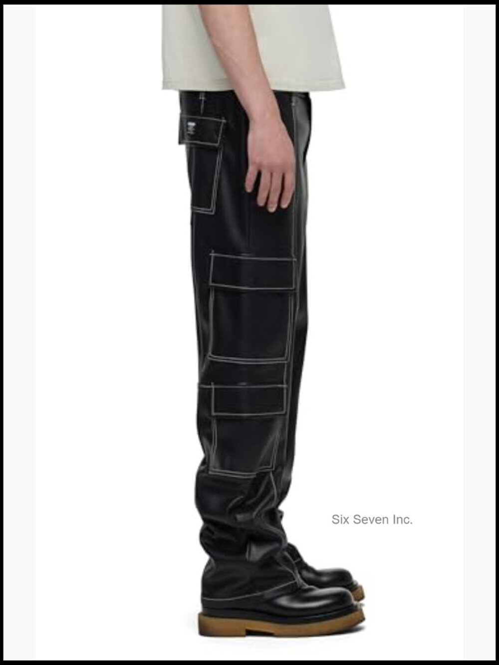 Men's Baggy Cargo Pant in Vegan Leather - Picture 2 of 7